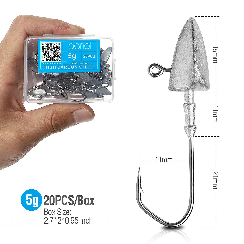 DONQL 20 шт./компл. Lead Jig Head рыболовный крючок колючий Карп удочка 3,5g 5g 7g 10g 14g для Мягкая приманка в виде червей рыболовный крючок рыболовные снасти - Цвет: 20pcs 5g