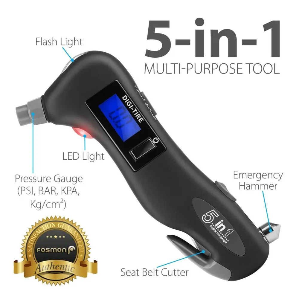 

New Digital tire pressure gauge flashlight circuit breaker safety belt cutting machine emergency ultra-durable circuit breaker