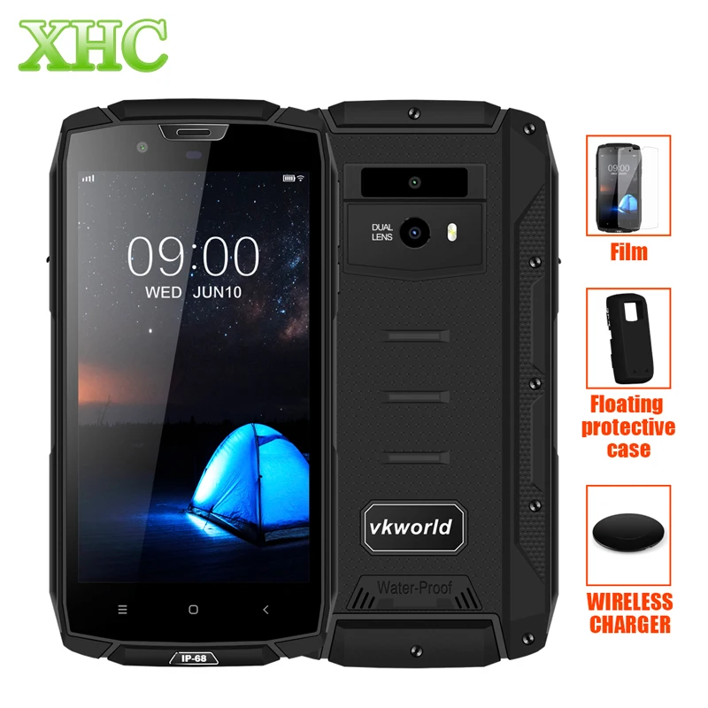 VKworld VK7000 IP68 Водонепроницаемый смартфонов 5,2 "5 В/2A 5600 мАч Android 8,0 Беспроводной зарядки 4 ГБ 64 ГБ Octa Core Dual SIM мобильных телефонов