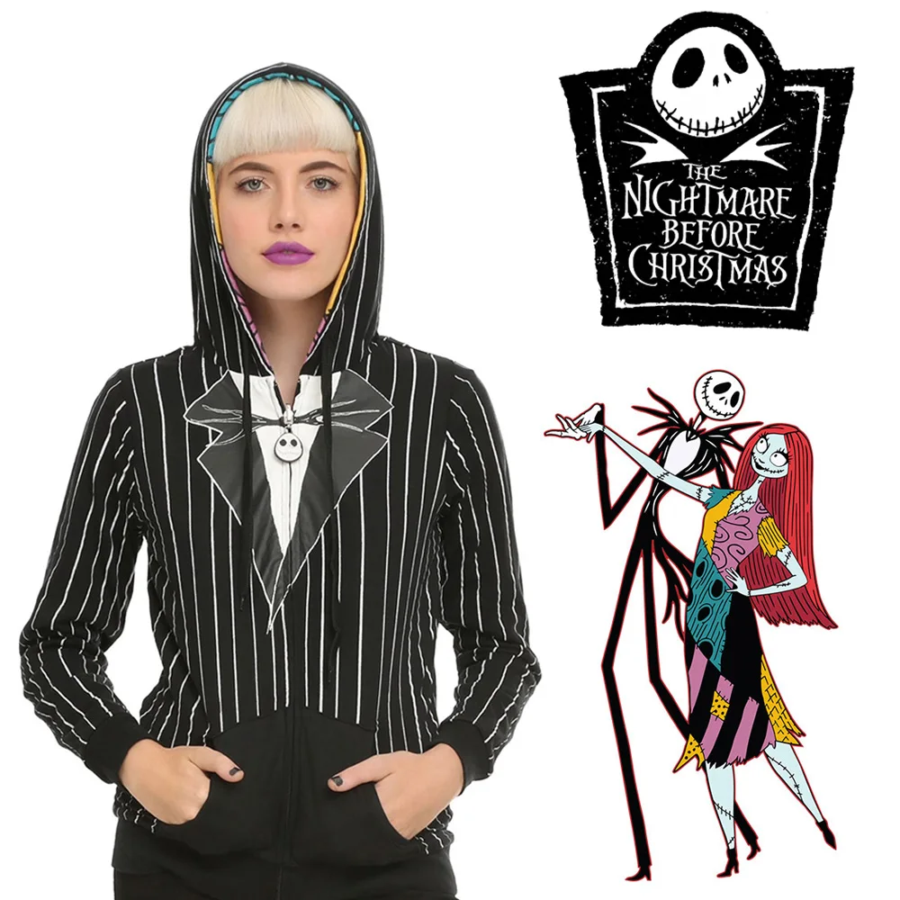 

Jack Skellington Costume Nightmare Before Christmas Sweatshirt Jack and Sally Cosplay Hoodies Halloween Holiday Reversible Coat