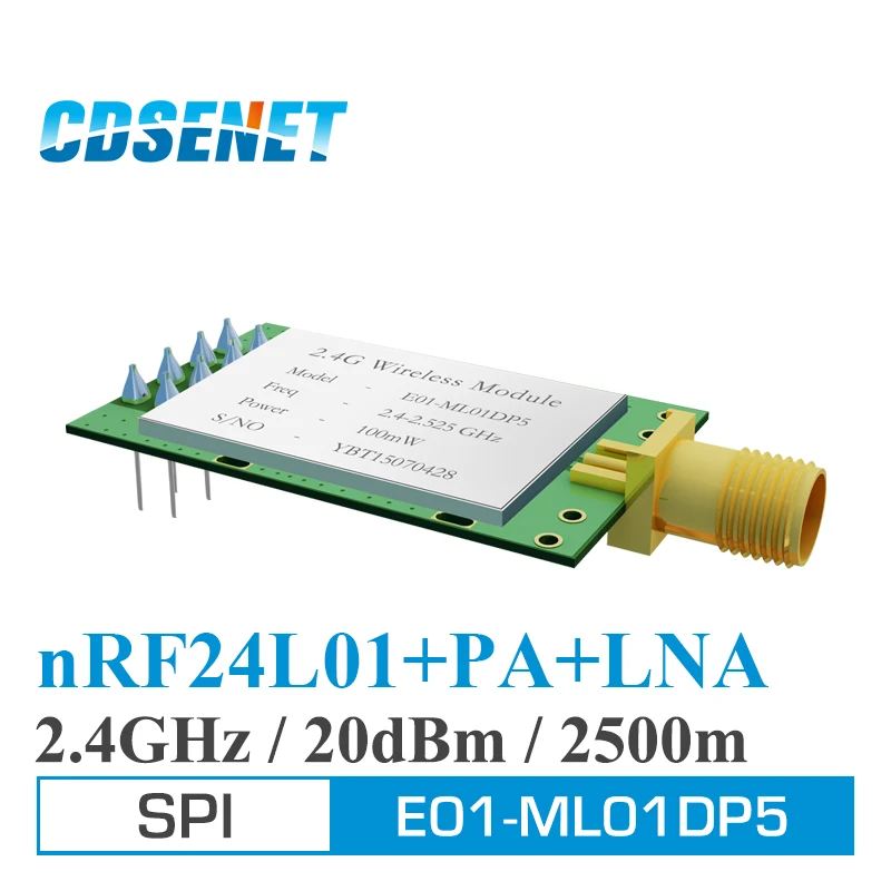imágenes para 2 PC/Lot E01-ML01DP5 LNA PA nRF24L01 2.4 GHz de Largo Alcance Inalámbrico RF Transmisor Original CDSENET 20dBm 2.5 km Módulo SPI antenas imágenes para 2 PC/Lot E01-ML01DP5 LNA PA nRF24L01 2.4 GHz de Largo Alcance Inalámbrico RF Transmisor Original CDSENET 20dBm 2.5 km Módulo SPI antenas
