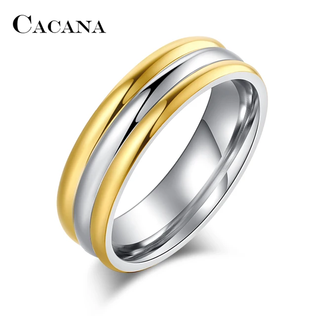CACANA Titanium Stainless Steel Rings For Women Two Types Choosing Wedding Ring CACANA Titanium Stainless Steel Rings For Women Two Types Choosing Wedding Ring
