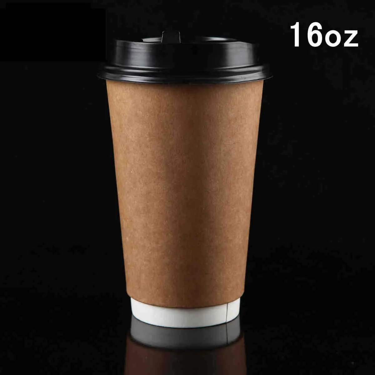 Image 16oz Double layer insulation kraft paper coffee cups disposable milk hot drink cups with lids l100pcs lot