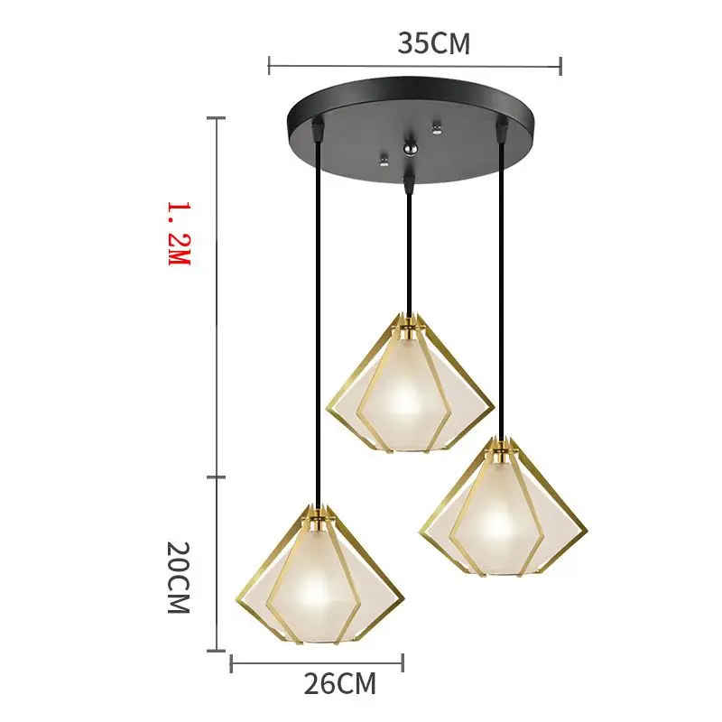 Скандинавские современные стеклянные алмазные подвесные светильники для столовой креативные винтажные барные подвесные светильники для ресторана - Цвет корпуса: E-3-ROUND