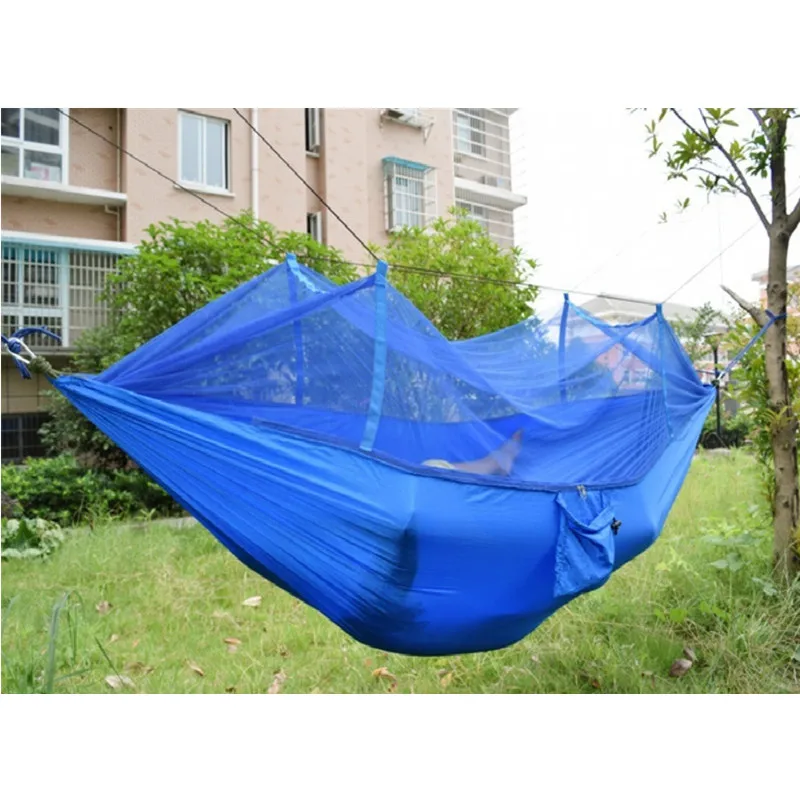Outdoor Travel Camping Double Hammock with Mosquito Net Parachute Cloth