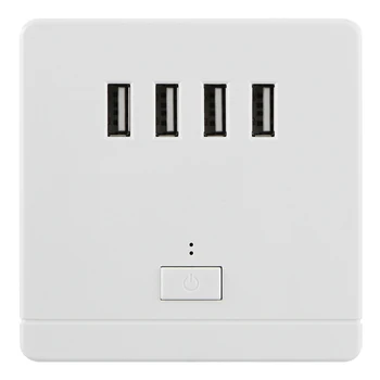 

Switch Control LED Lamp USB Wall Charger Socket DC 4 Ports 220V to 5V Power Outlet Panel Plate Switch Supply Adapter Plug