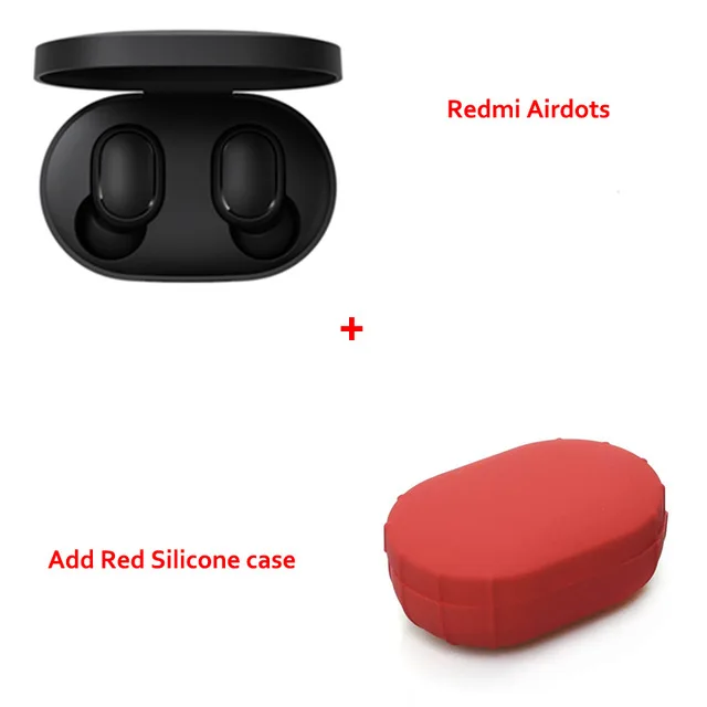 Глобальная версия Xiaomi Redmi Airdots TWS Bluetooth наушники стерео бас BT 5,0 Eeadphones с микрофоном свободные Наушники управление AI - Цвет: With Red case