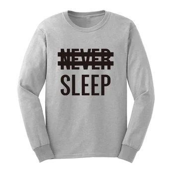 

Loo Show Mens Never Sleep Graphic Long Sleeve Adult T-Shirts Casual Men Tee