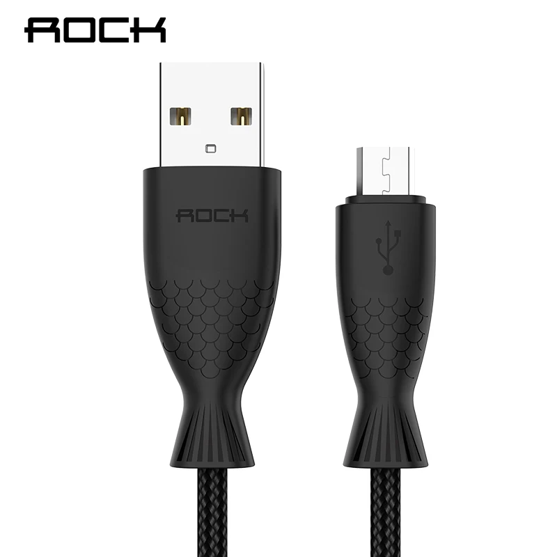 ROCK 3A Micro USB кабель Быстрая зарядка для Xiaomi Redmi Note 5 Pro Android кабель для передачи данных для мобильного телефона для samsung S7 шнур зарядного устройства - Цвет: Black