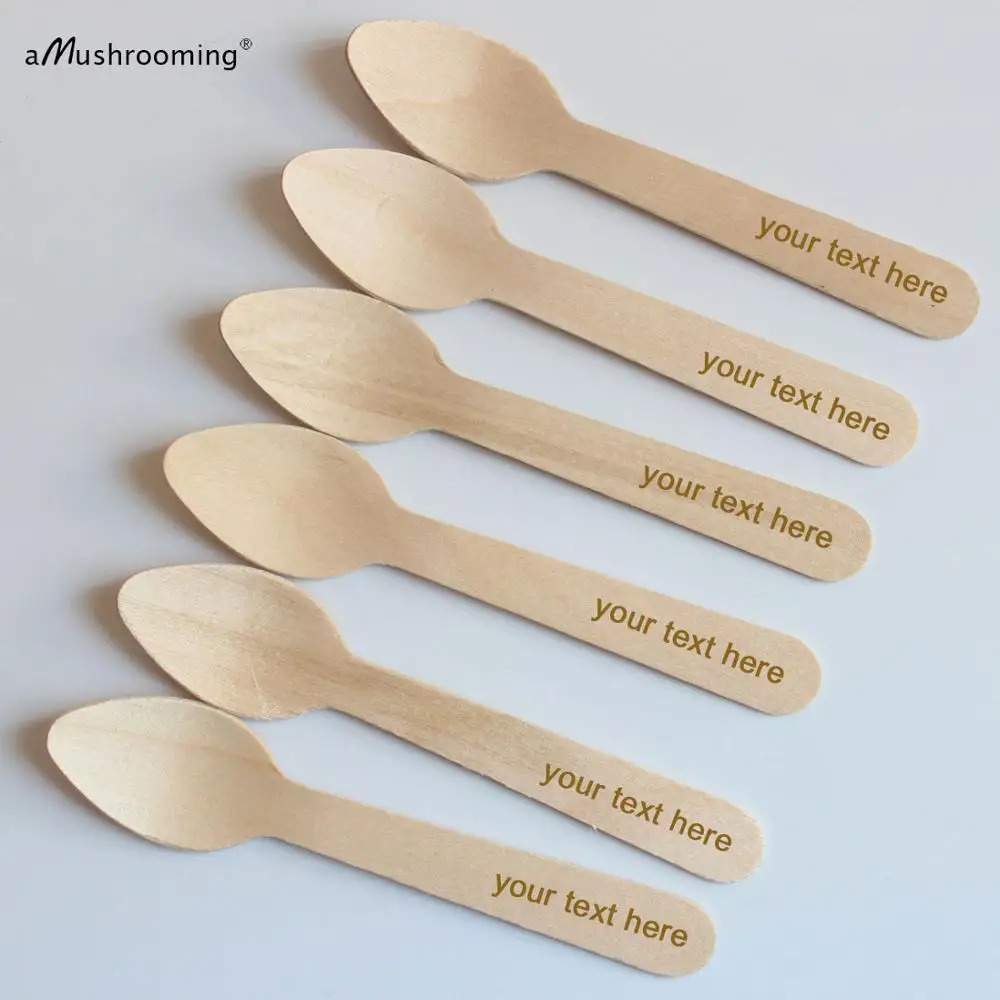 Wholesale Customized Engrave Disposable Spoons Ice Cream Spoon