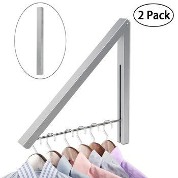 

2 PCS Alumimum Wall Adjustable Clothes Hanger Rack Bracket for Laundry Organization Closet Storage System