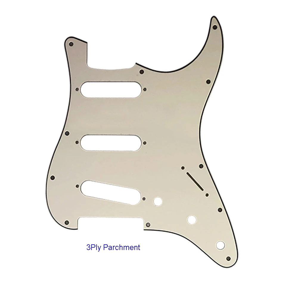 Pleroo Custom Guitar Pickguard-для США \ Мехико Fd Stratocaster 72' 11 винтовое отверстие Стандартный St царапина пластина Многоцветный выбор - Цвет: 3Ply Parchment