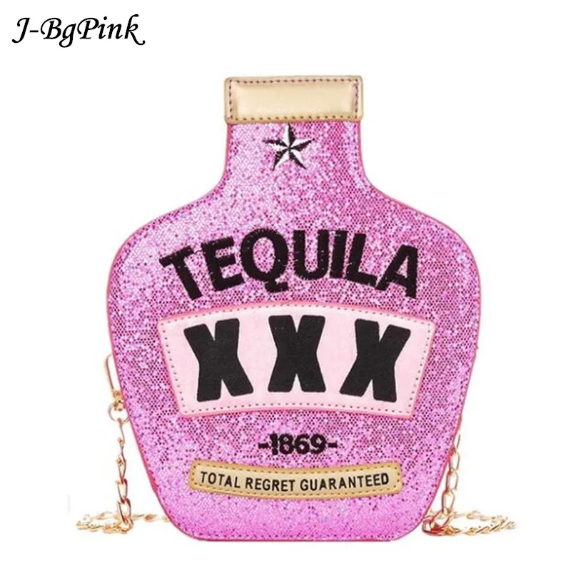 

Tequila Bottle Pink Bag Designer handbags 2018 New Fashion Style High Quality Women Shoulder Bag sac a main femme