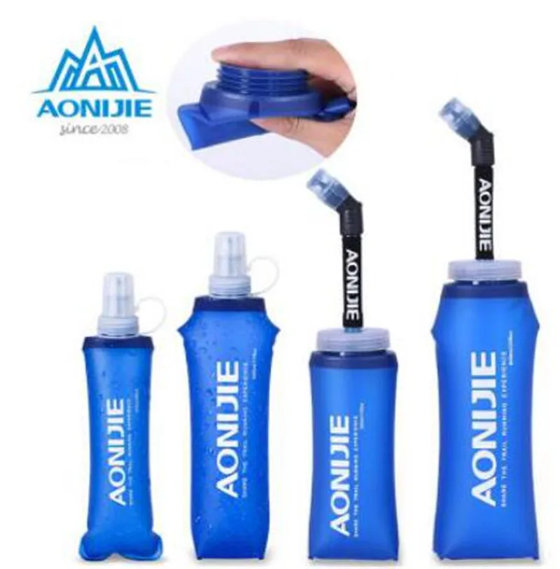 

AONIJIE 250ml 500ml Soft Flask Folding Collapsible Water Bottle TPU Free For Running Hydration Pack Waist Bag Vest