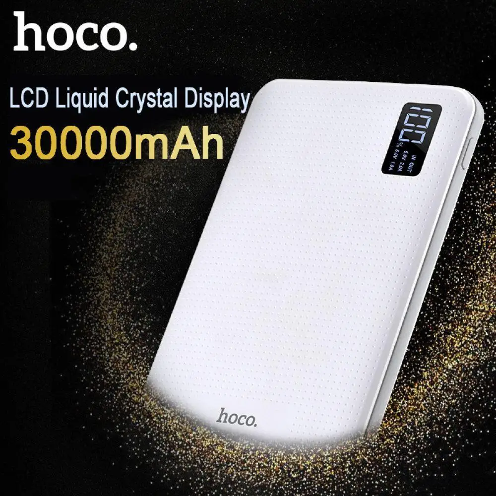 HOCO power Bank 30000 мАч 3USB внешняя Мобильная батарея зарядное устройство Поддержка ЖК-дисплей повербанк для Xiaomi Mi iPhone samsung Galaxy