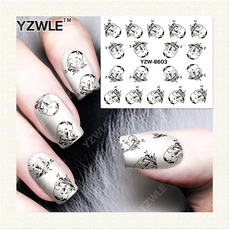 

YZWLE 1 Sheet DIY Decals Nails Art Water Transfer Printing Stickers Accessories For Manicure Salon  YZW-8603