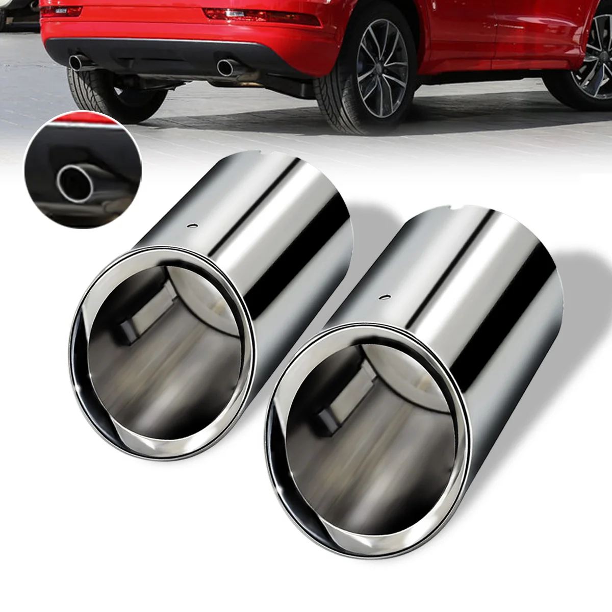 Pair Full Chrome Stainless Steel Car Muffler Exhaust