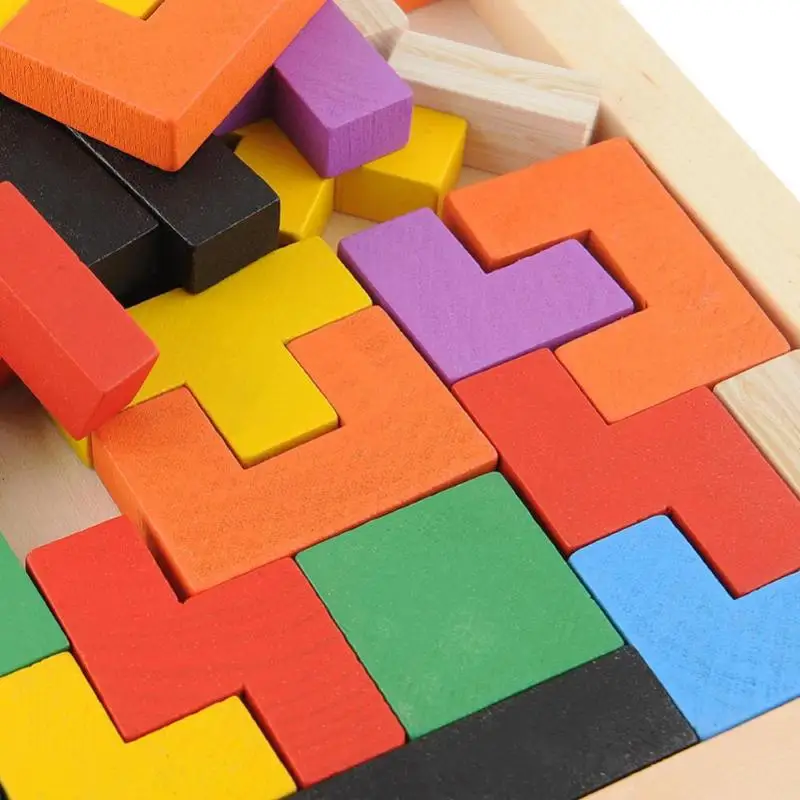 Деревянная головоломка Танграм 3D головоломка игрушка тетрис Дошкольное волшебство интеллектуальная развивающая детская игрушка Красочная доска с мозаикой