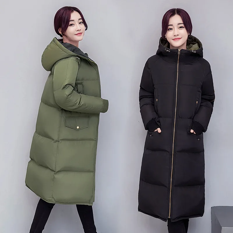 

2017 new Europe and the United States in the long paragraph feather cotton thick winter bread clothing large size cotton