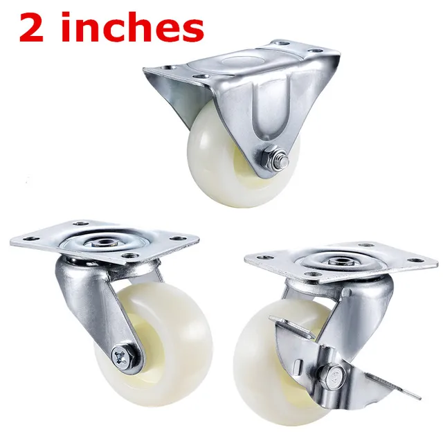 2pcs 2 Inches Light Series White Nylon Small Furniture Caster Wheel 2pcs 2 Inches Light Series White Nylon Small Furniture Caster Wheel For Coffee Table Desk