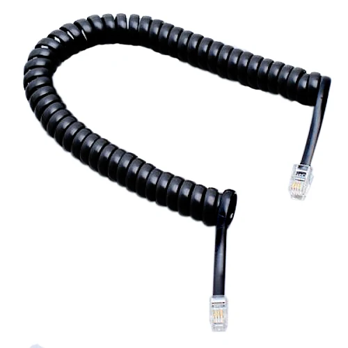 

Handset Cord, Telephone Handset Coiled Cord Cable Telephone Spiral Cable 6.5ft Black Designed Connect Handset