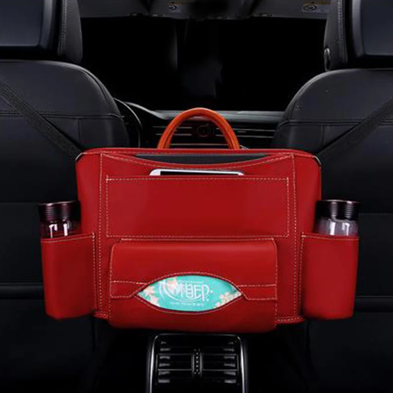 Промежуточная сумка из искусственной кожи для спинки сиденья автомобиля, сумка для приема и подвешивания автомобиля, сумка для хранения БАГАЖНИКА АВТОМОБИЛЯ - Название цвета: Red 02
