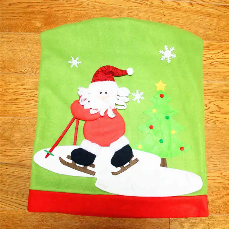2018 hot Christmas Santa Claus Chair Back Cover Snowman Elk Ski Dinner Table Party Decor for party #2o31 (7)