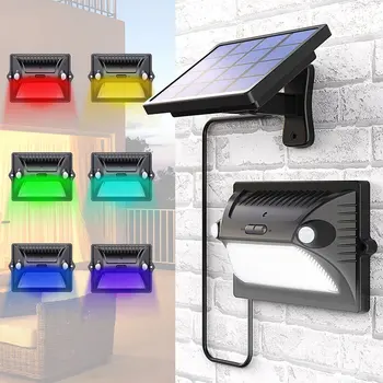 

Solar Light Outdoor Dual Motion Detector Sensing 5-Modes Adjustable Solar Panel 200LM Color Changing Wall Solar Lamp for Garden