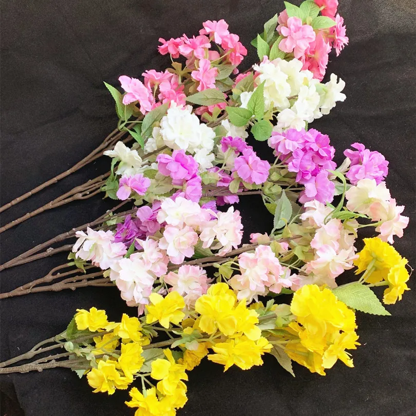 

8cspcs Fake Cherry Blossom Flower Branch Begonia Sakura Tree Stem 88cm for Event Wedding Party Artificial Decorative Flowers