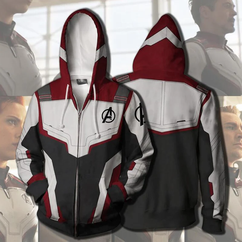 Marvel Avengers Endgame 3D Hoodie Sweatshirts Super Heroes Iron Man Tony Stark Battle Suit Fitness Hooded Jacket Male Tracksuit
