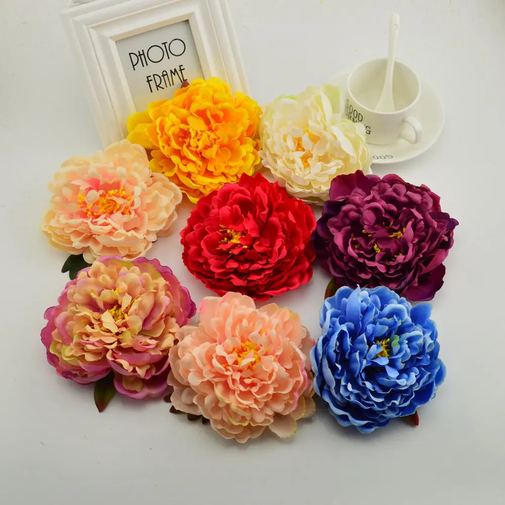 

15cm Artificial flowers cheap for decoration the wedding pompom stamens needlework diy Hat Bride head flower silk peony