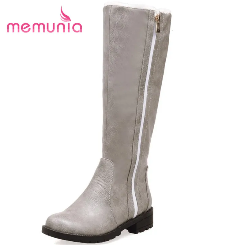 

MEMUNIA new arrive 2018 mid calf boots simple zipper winter women snow boots comfortable low heels fashion boots