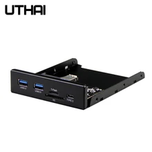 UTHAI G01 3,5 дюймов Передняя панель USB3.0 концентратор шт., SD/TF внешний кардридер 2 TYPE-C Передняя панель 20 контактов для SATA3 гибких дисков