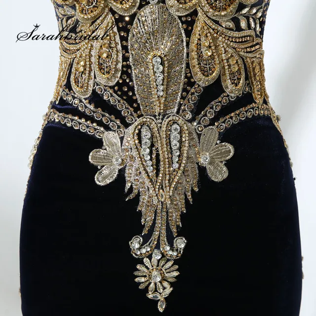 Elegant Long Sleeveless Crystal Gown