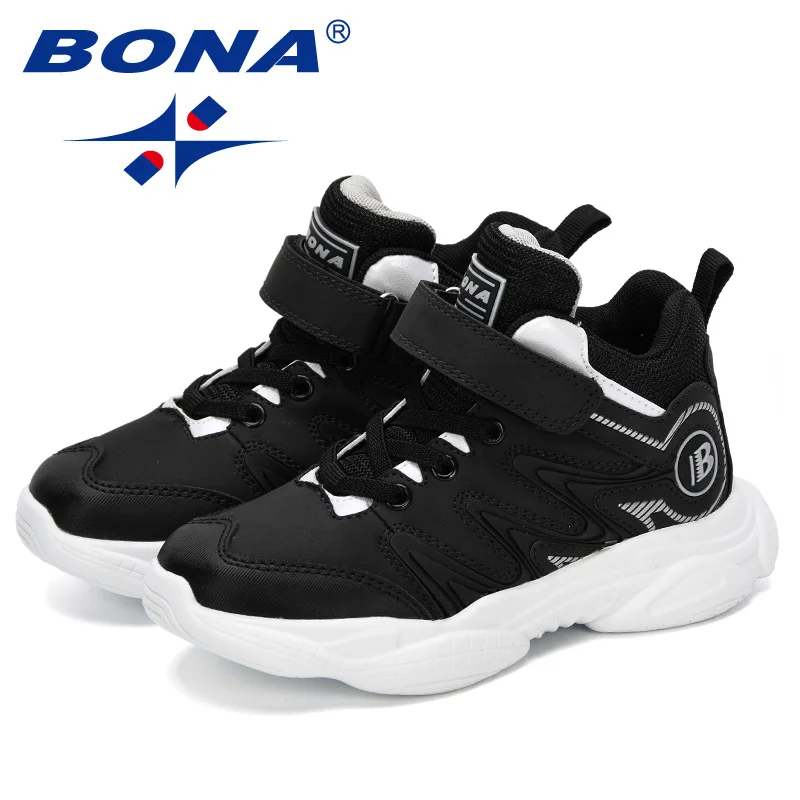 BONA/Новинка года; дизайнерская детская обувь с высоким берцем из флока для девочек и мальчиков; уличные кроссовки; обувь детская дышащая удобная спортивная обувь