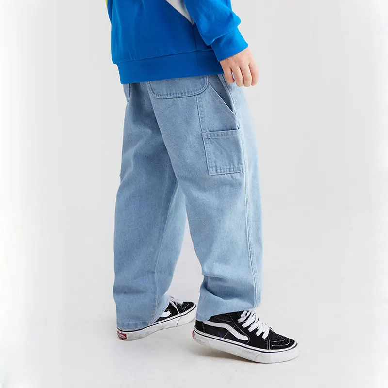 

Ouyang&Ivan2019 Autumn Straight Jeans New Fashion Boy Grinding White Retro Loose Jeans Children's Long Pants Baby Boy Clothes