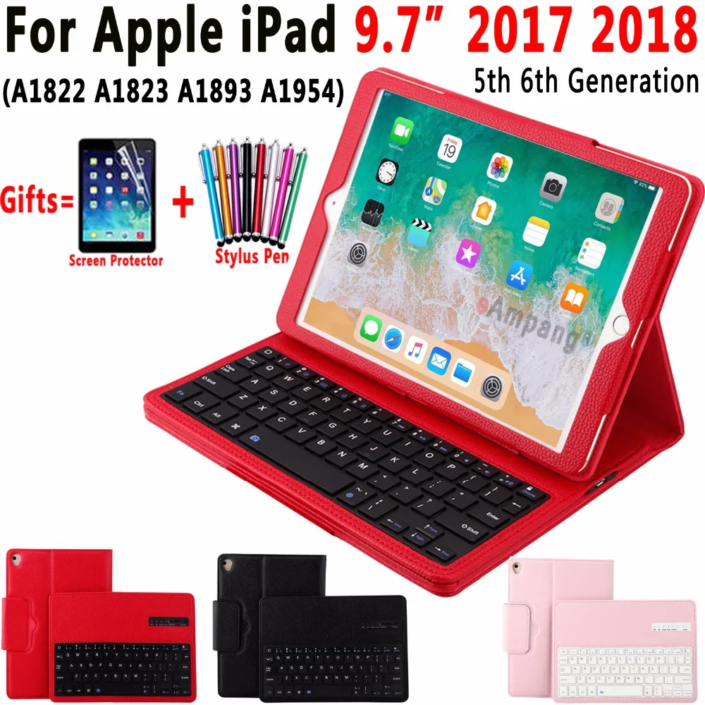 Removable Wireless Bluetooth Keyboard Leather Case for