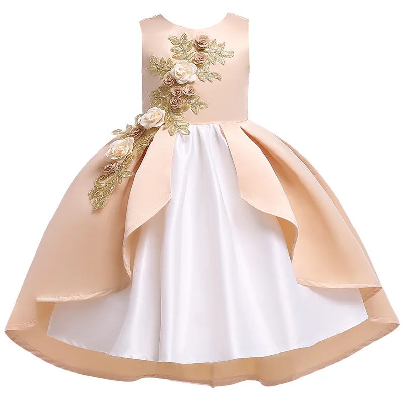 

Kids Dresses for Girls Princess Embroidery Satin Wedding Party Christmas Evening Dresses Vestidos Children Clothing 2-9 Years