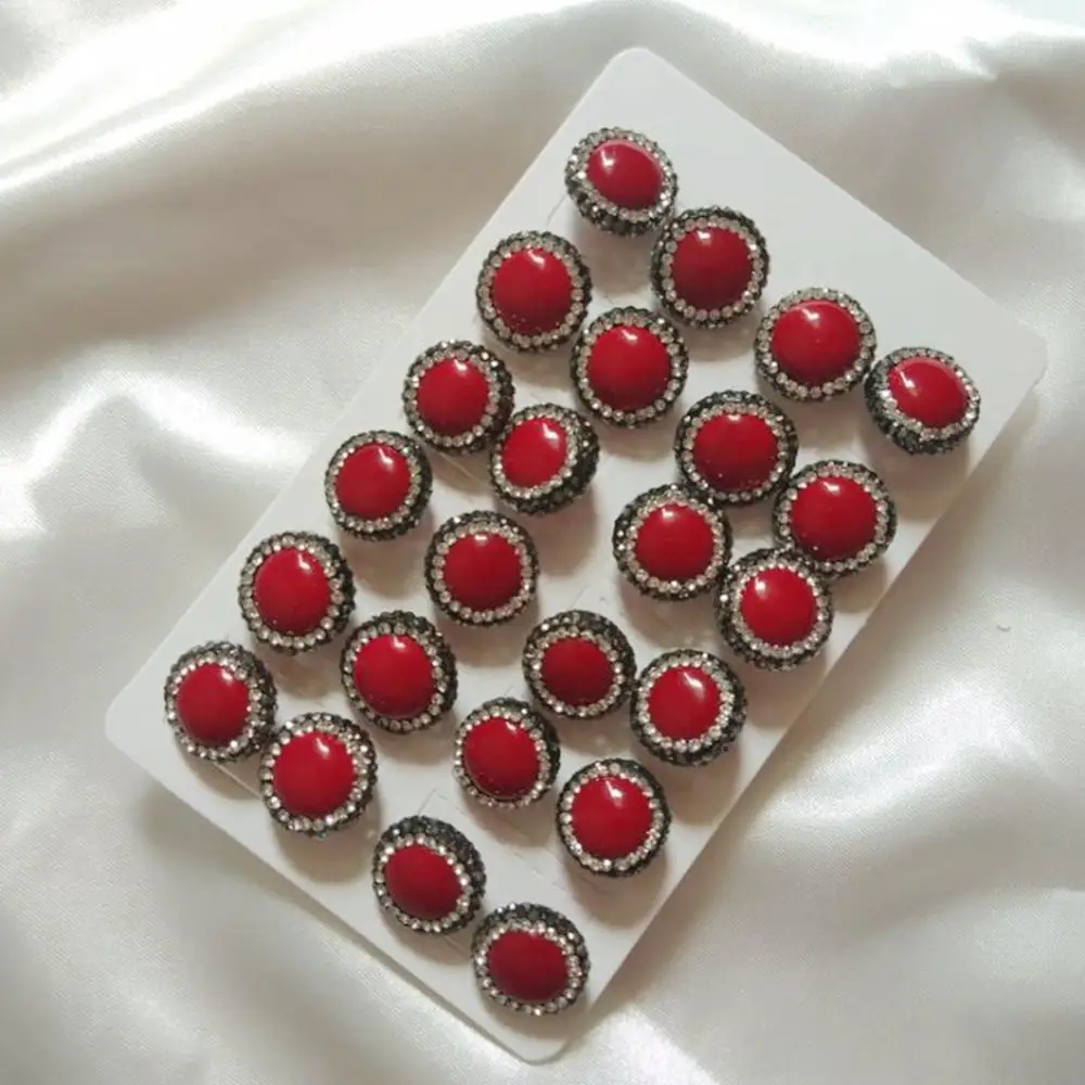 

1 Pair Red Stone Stud Earrings with Black Rhinestone Fahion Classic Push-back Earrings for Women Oorbellen Elegant Pendientes