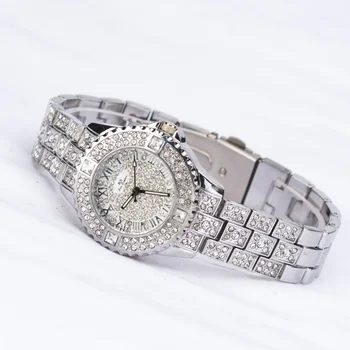 

Women Diamond Quartz Watches Ladies Jewelry Clock TOP Brand Luxury Fashion Wristwatch Crystal Dress Rose Gold Silver Color