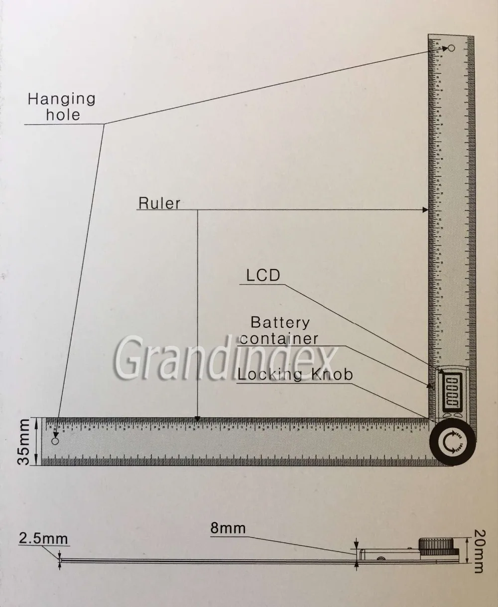 400 мм 2 in1 цифровой Angle Finder метр Транспортиры правитель гониометра 360' измеритель AR200