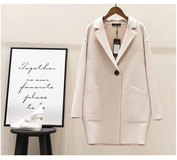 Женское шерстяное пальто, Женское пальто, Осень-зима, приталенное, модное, одноцветное, на одной пуговице, средней длины, раздел B699