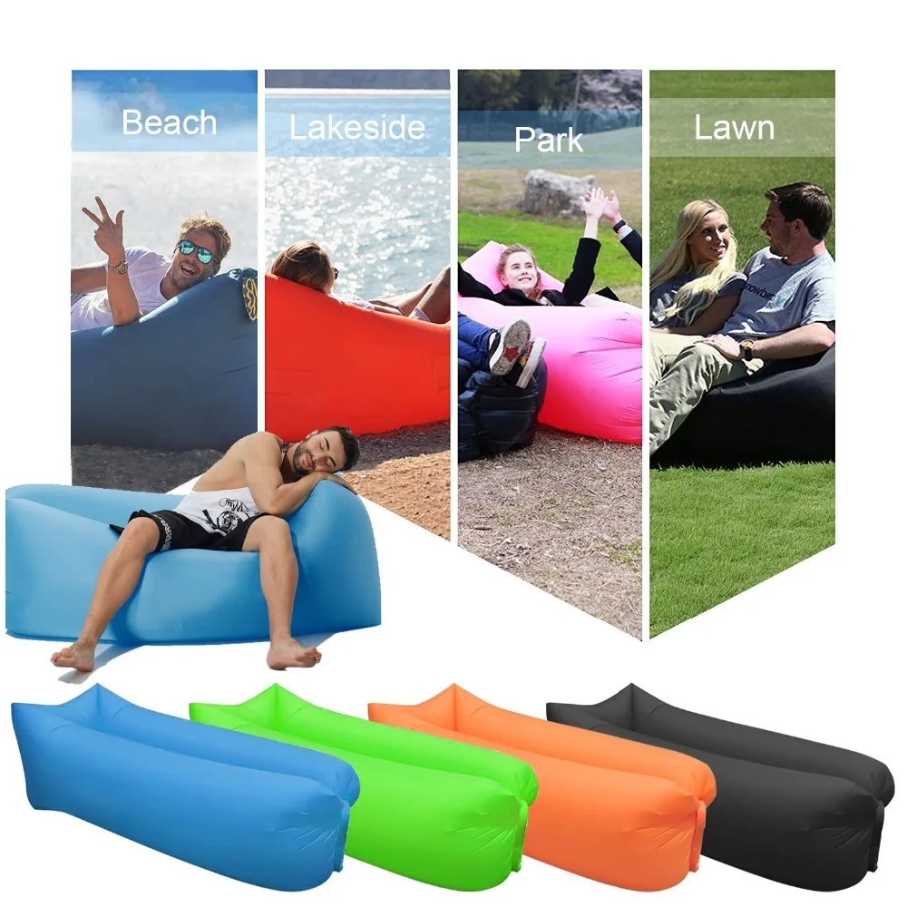 Fast Inflatable air sofa Camping Hangout Bag 210D Oxford Outdoor 25070cm Sleeping Bag Hangout lazy lay laybag Lounger bed (8)