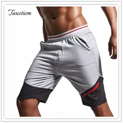 Taustiem мужские летние повседневные до колен спортивные брюки мужские хлопковые брюки-шкуры Мужские штаны для досуга короткие штаны для