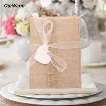 OurWarm 10pcs Rustic Chic Wedding Invitations Vintage Burlap Wedding Invitation Cards with Envelopes Baby Shower Party Favor