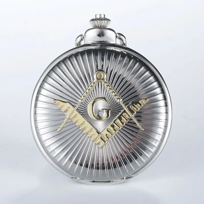 Гравированные серебряные свободные-Mason тематические карманные часы золотые масонские часы кварцевые для мужчин часы подарки Relogio De Bolso - Цвет: gold