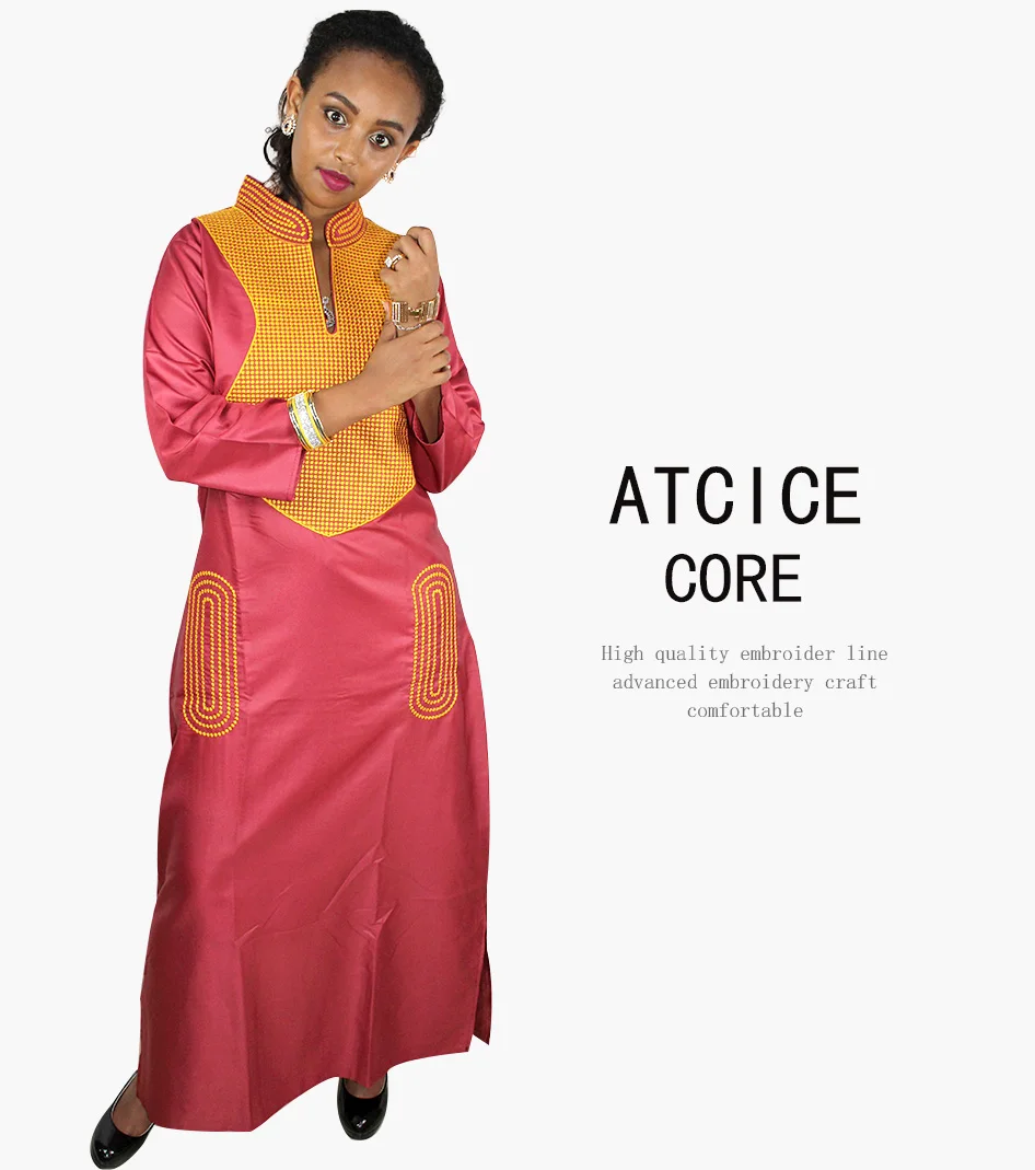 Африканские платья для женщин из мягкого материала, дизайнерское платье с вышивкой LA070