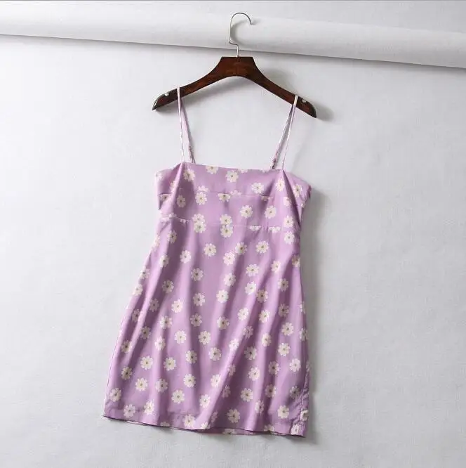 

New sexy purple flower strap dress