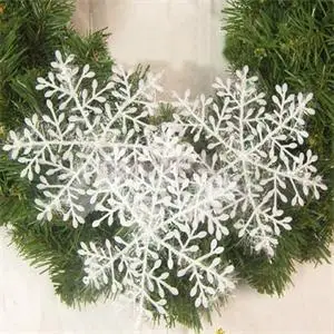 15pcs11cm Рождество белый искусственный снег и снежинки пластиковые амулеты украшения дерева для вечерние украшения дома офиса праздничные украшения