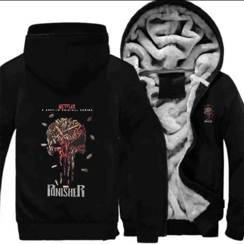 Dropshipping 2018 New Styles Hot Sale Punisher Skull Casual Hoodies for Men Women Thicker Fleece Coat Jacket Unisex Sweatshirts 